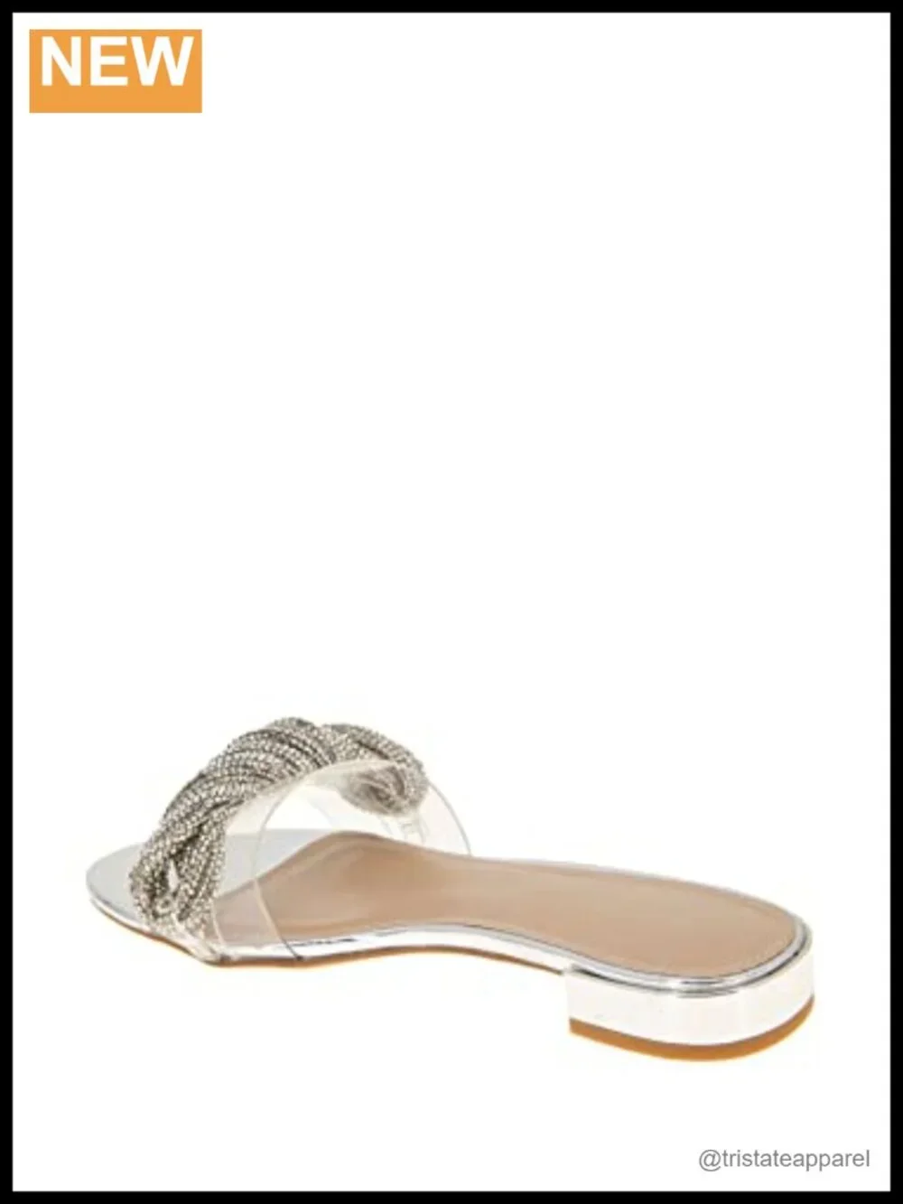 Rhinestone Slide Sandal with Memory Foam Insole and Flexible Outsole